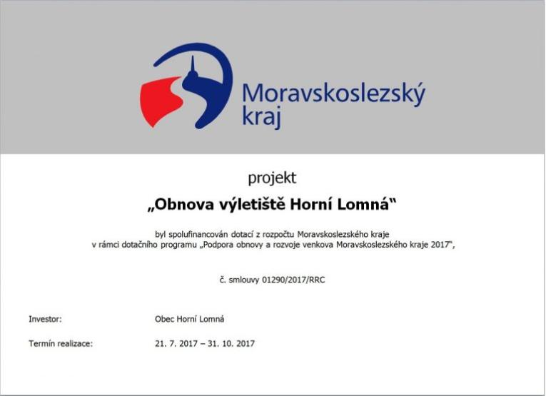 Obnova výletiště Horní Lomná - publicita